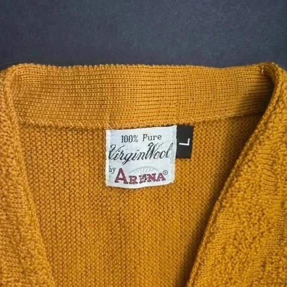 Rare Vintage 1950s-1960s Textured Wool Cardigan by Arena - Size Large - Picture 3 of 11